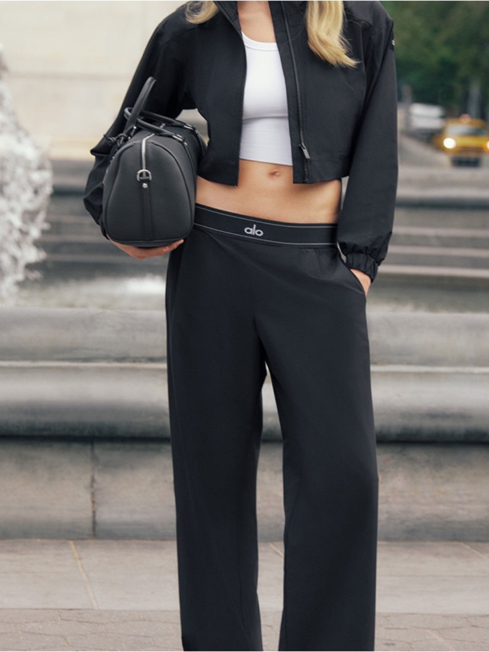ALO Yoga Black High-Rise Wide Leg Pants